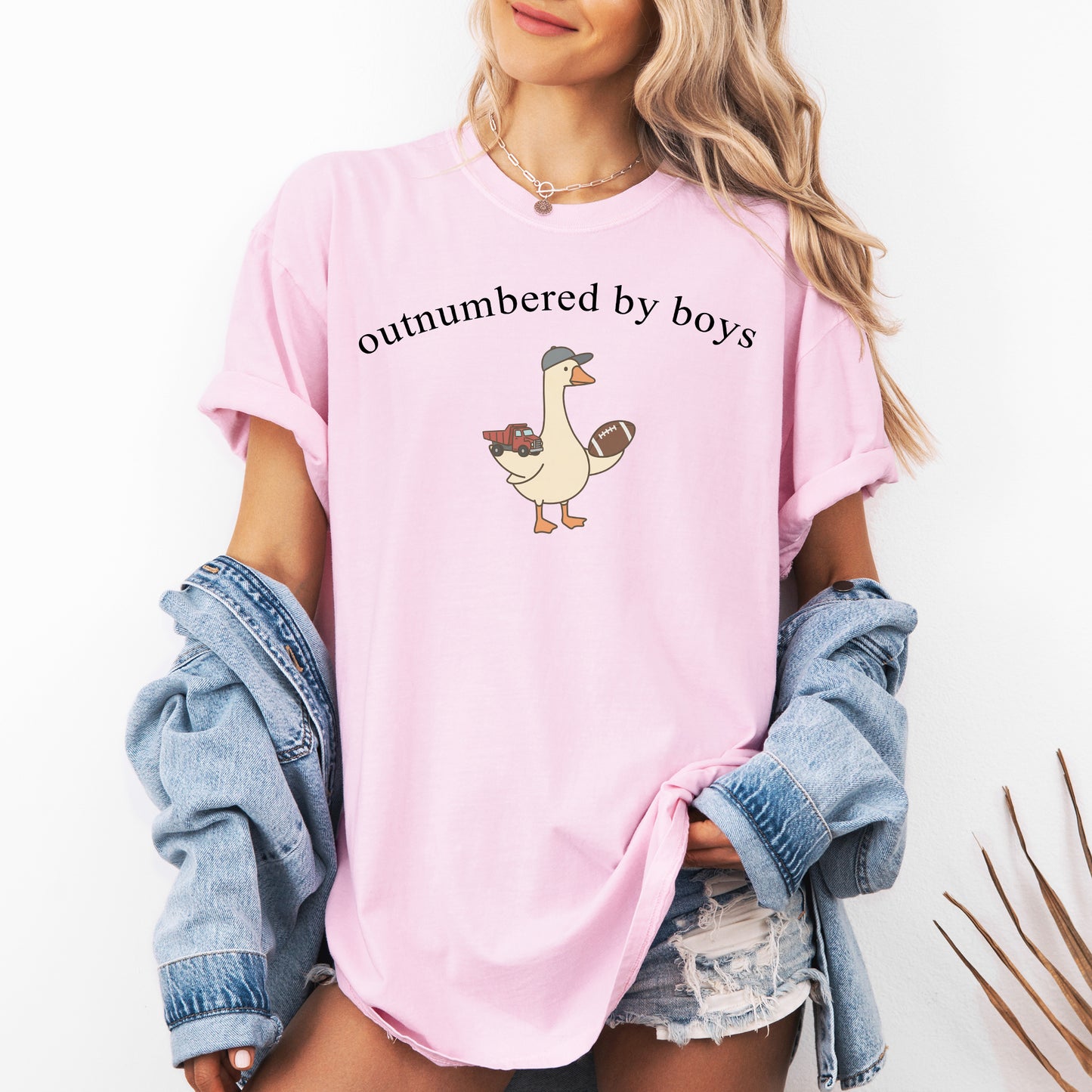 Outnumbered By Boys Comfort Colors Tshirt, Boy Mom Tee, Cute Goose Mom Shirt, Funny Mom Of Boys Gift, Football Mom Top, Mothers Day Gift