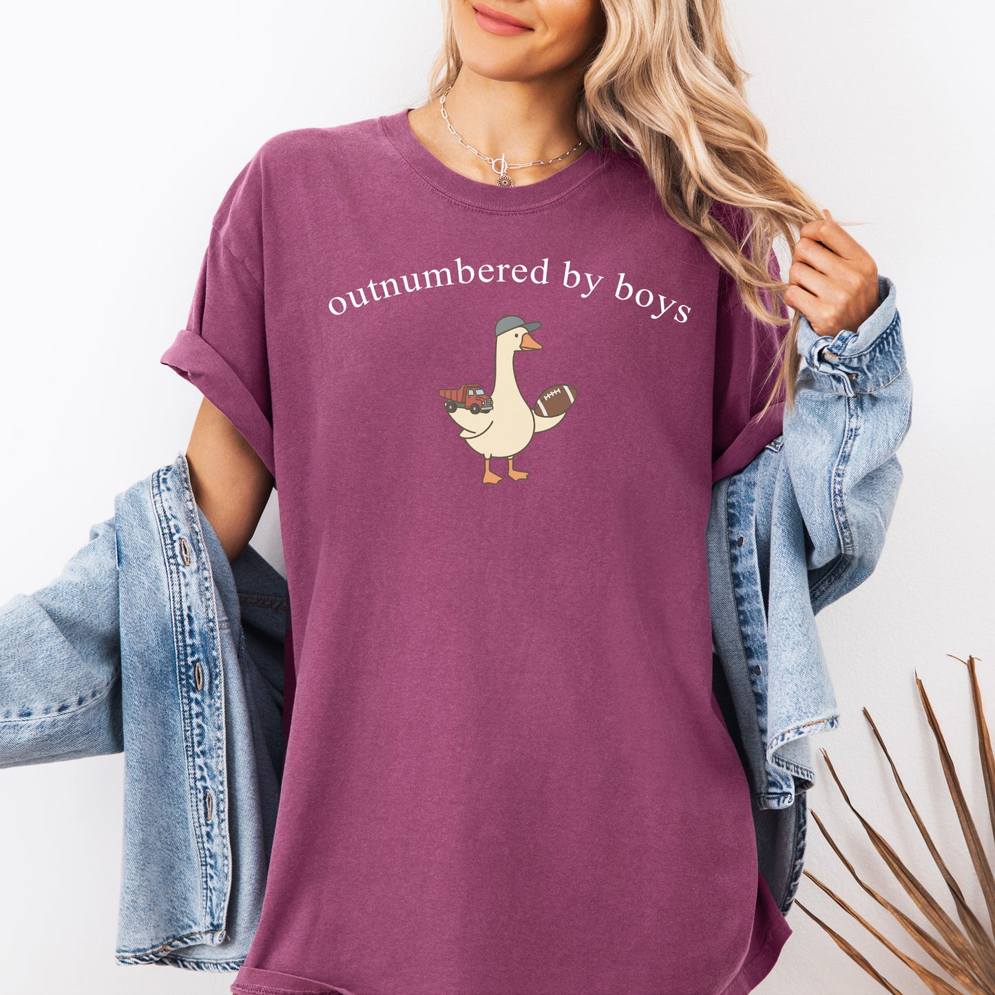 Outnumbered By Boys Comfort Colors Tshirt, Boy Mom Tee, Cute Goose Mom Shirt, Funny Mom Of Boys Gift, Football Mom Top, Mothers Day Gift