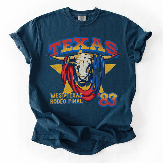 Vintage West Texas Rodeo Comfort Colors Tshirt, 1983 Western Longhorn Tee, Coastal Cowgirl Shirt, Country Concert Top, Cowgirl Aesthetic Gift Tshirt