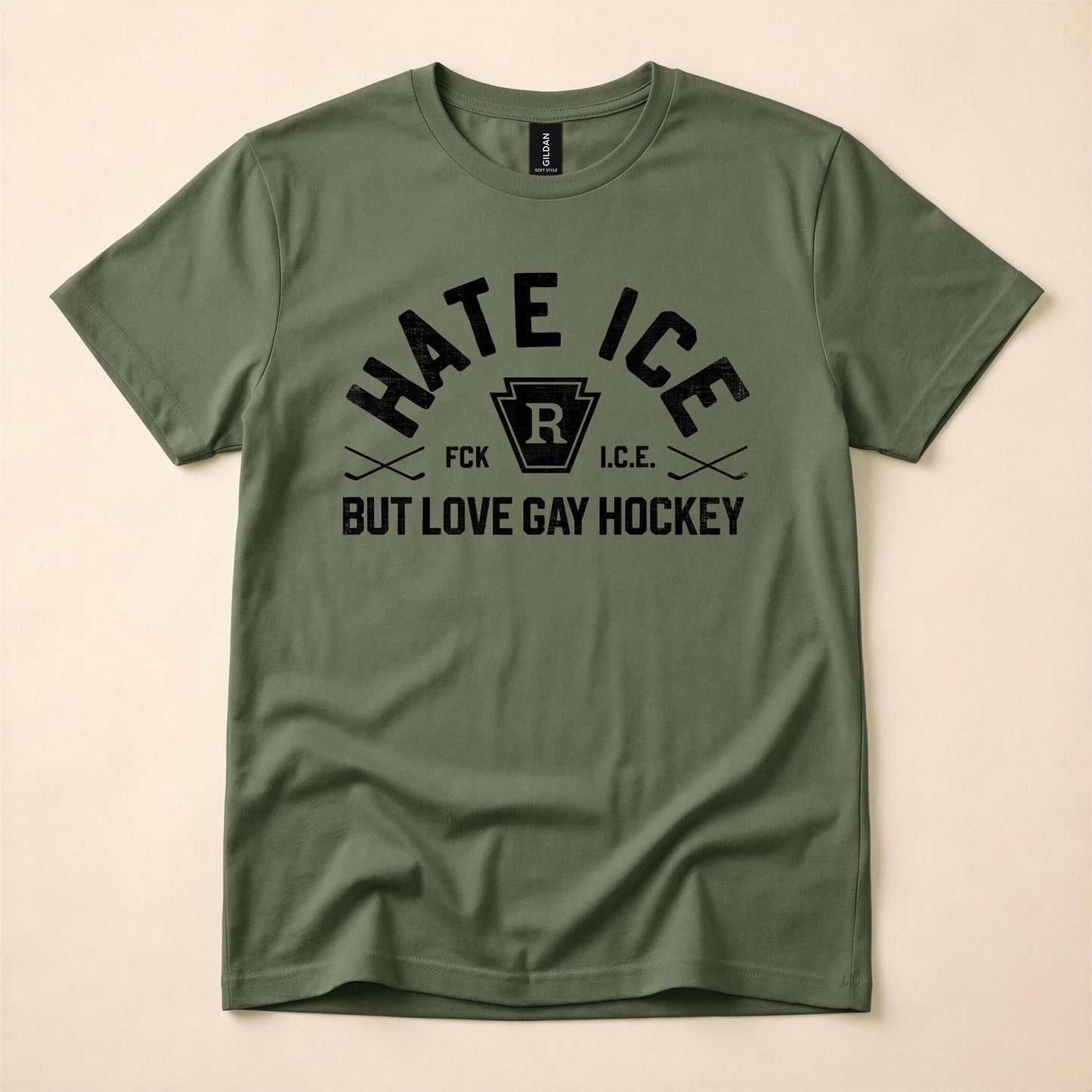 Hate ICE But Love Gay Hockey Shirt | FCK ICE Political Tee | Queer Hockey T-Shirt | Gay Political Shirt | The Gay Agenda