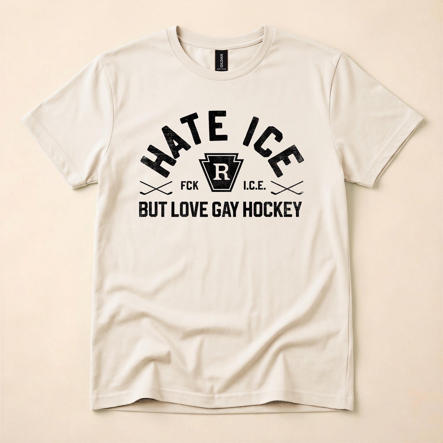 Hate ICE But Love Gay Hockey Shirt | FCK ICE Political Tee | Queer Hockey T-Shirt | Gay Political Shirt | The Gay Agenda