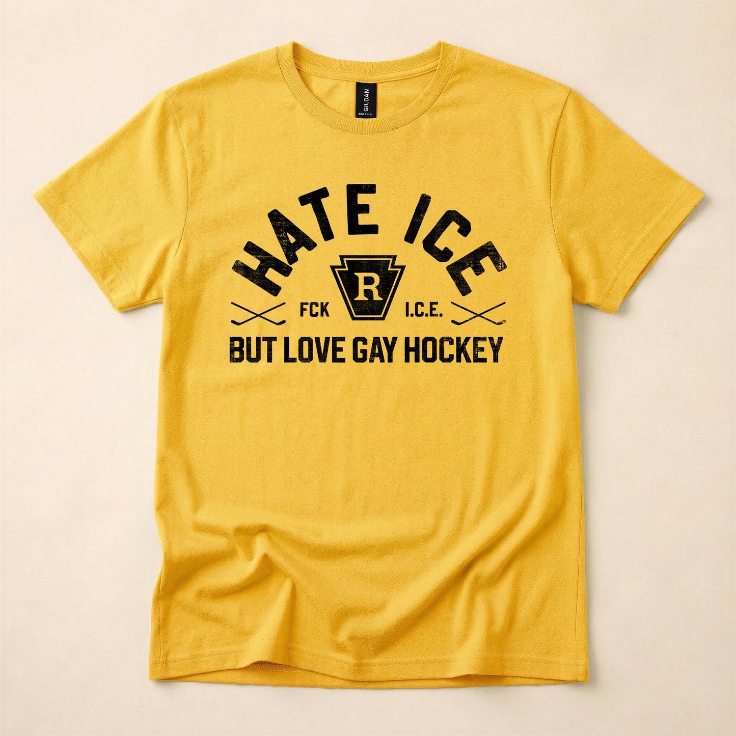 Hate ICE But Love Gay Hockey Shirt | FCK ICE Political Tee | Queer Hockey T-Shirt | Gay Political Shirt | The Gay Agenda