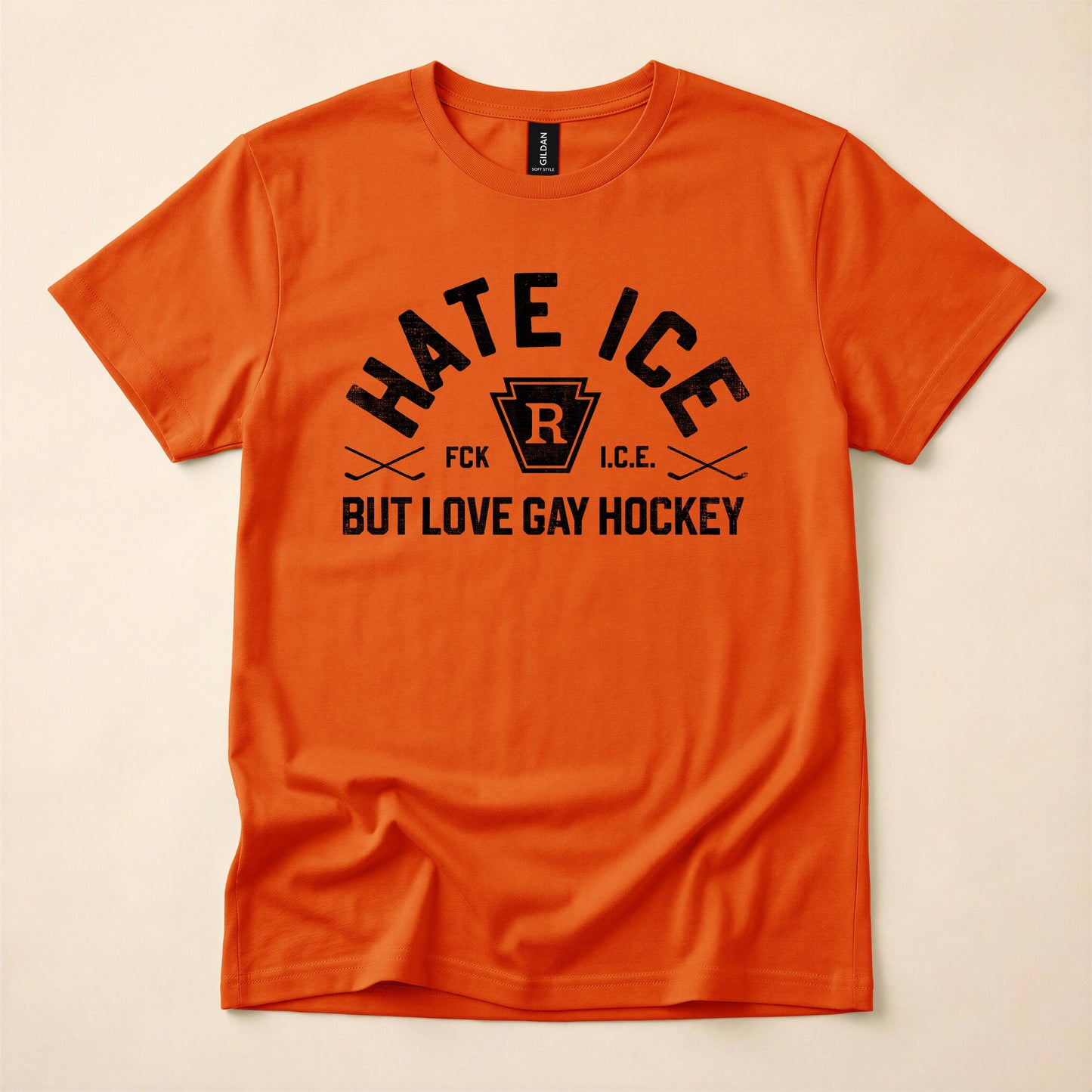 Hate ICE But Love Gay Hockey Shirt | FCK ICE Political Tee | Queer Hockey T-Shirt | Gay Political Shirt | The Gay Agenda