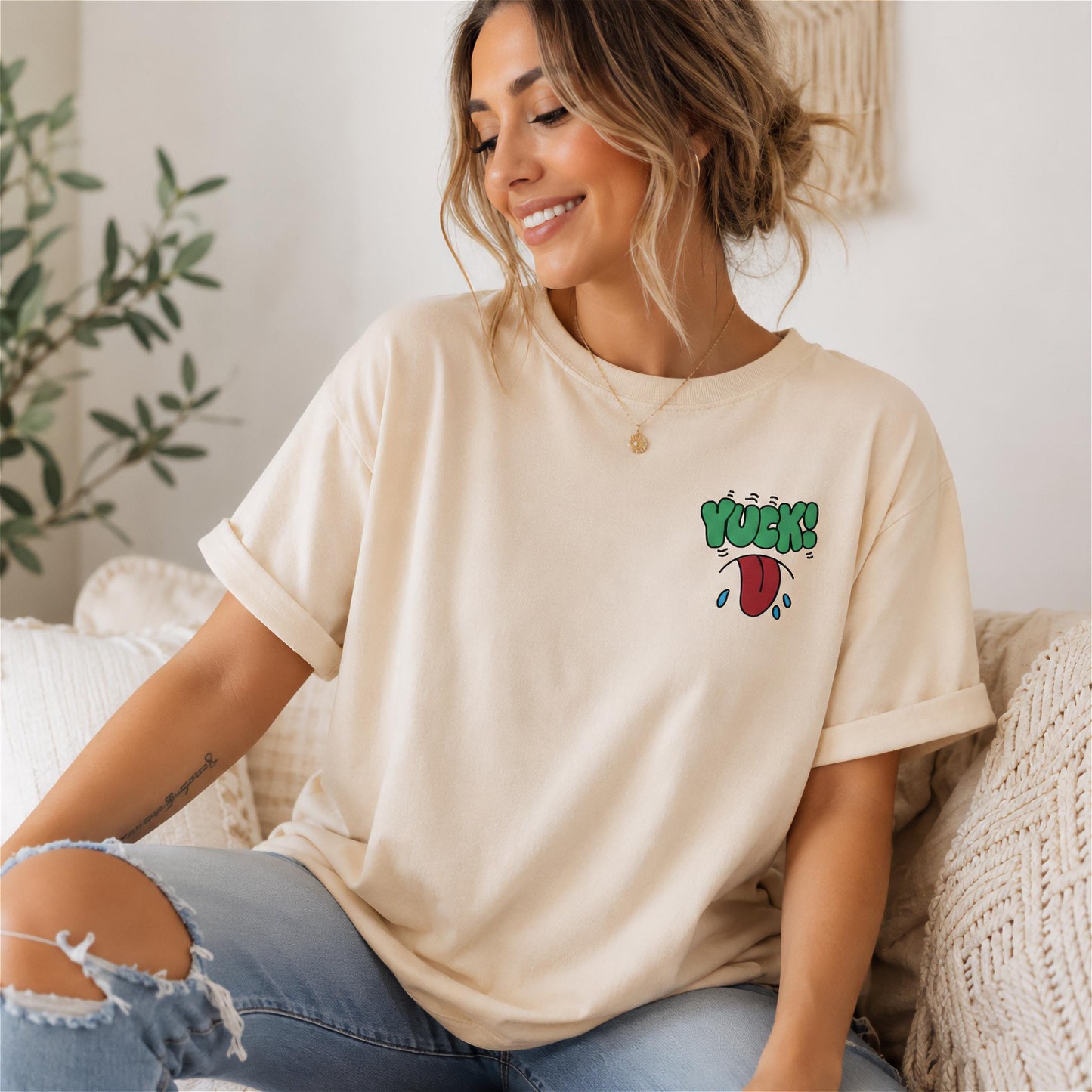 Yuck Embroidered Tee, Comfort Colors Shirt, Retro Sticker Tee, 90s Nostalgia, Camp Gay Shirt, Funny Queer Apparel, Ick Shirt
